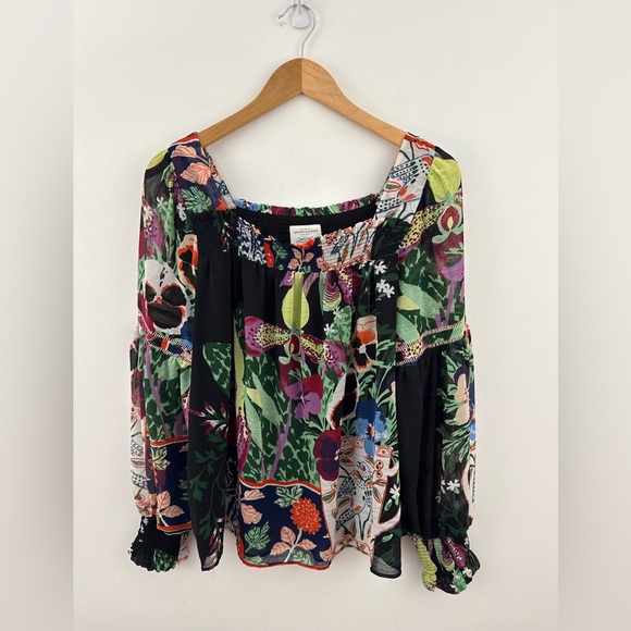 ANTHROPOLOGIE LIL SIRE Puff Sleeve Blouse Multicolor Floral size M - Picture 3 of 9
